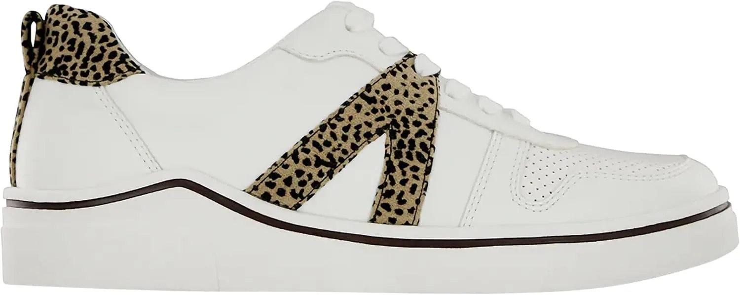 MIA Womens Alta Cheetah Print Lace Up Sneakers Shoes Casual - White - Size 8 B