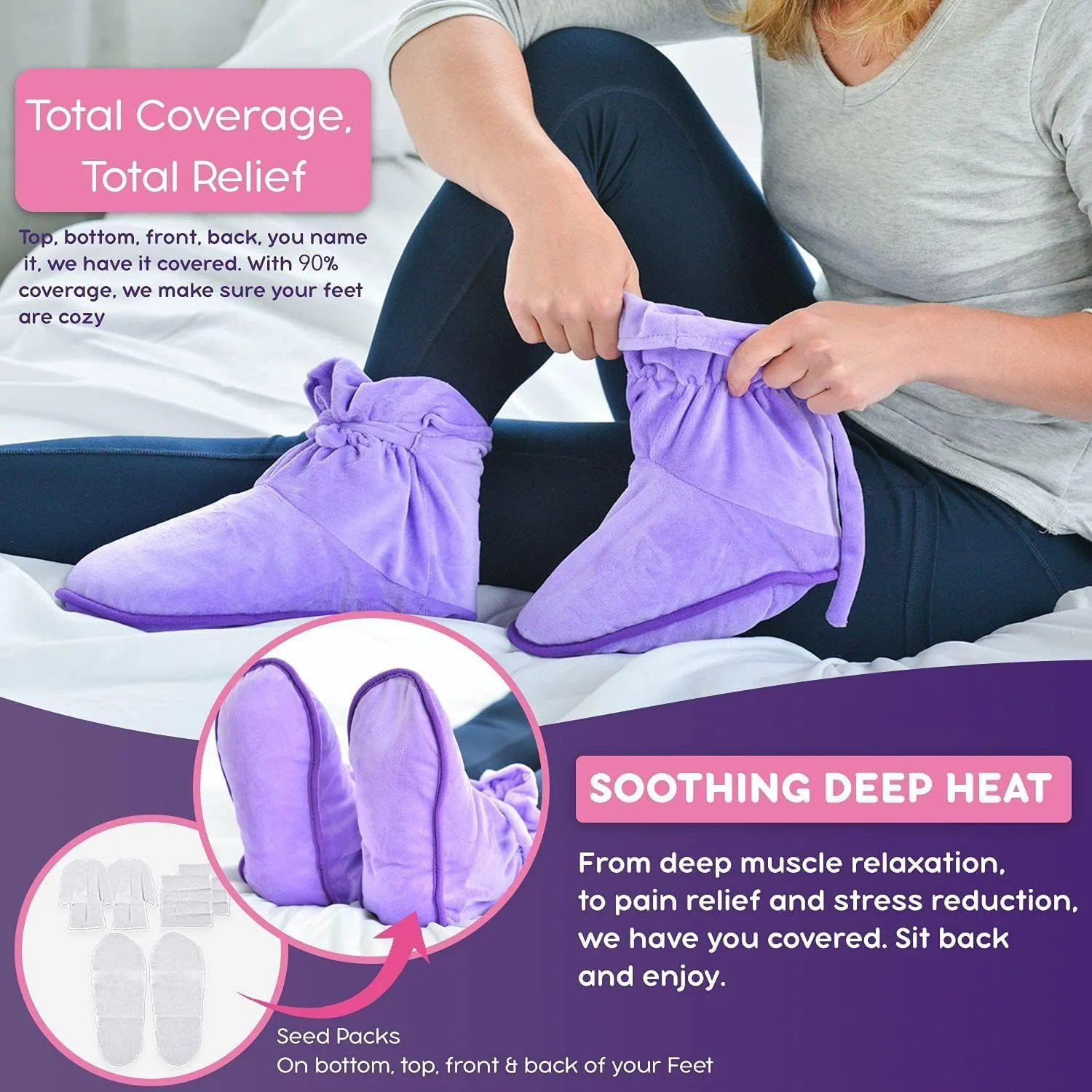 Microwaveable Slipper Booties and Feet Warmers for Women Men Deep-penetrating Heat Therapy for Relieving Foot Stiffness, Sore Muscles and Joints