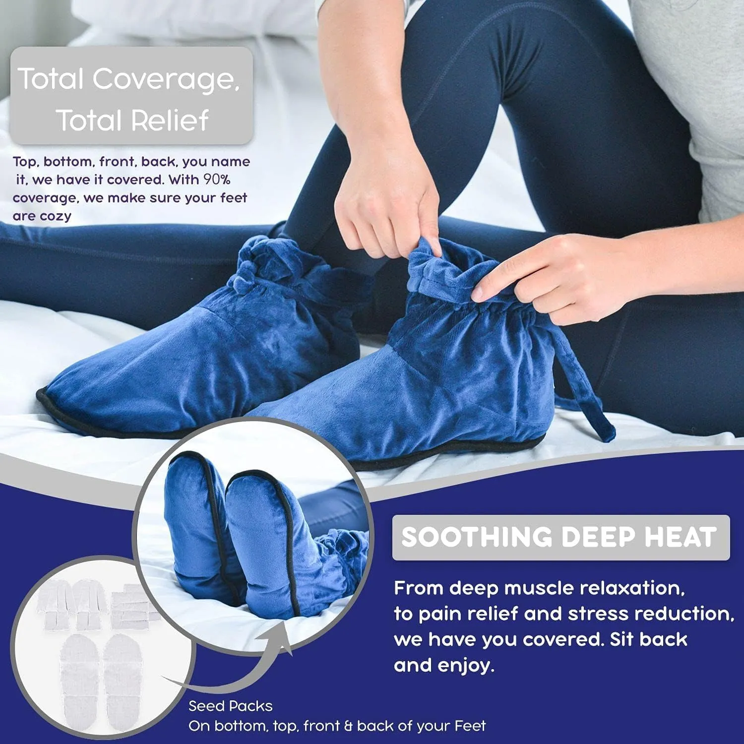 Microwaveable Slipper Booties and Feet Warmers for Women Men Deep-penetrating Heat Therapy for Relieving Foot Stiffness, Sore Muscles and Joints