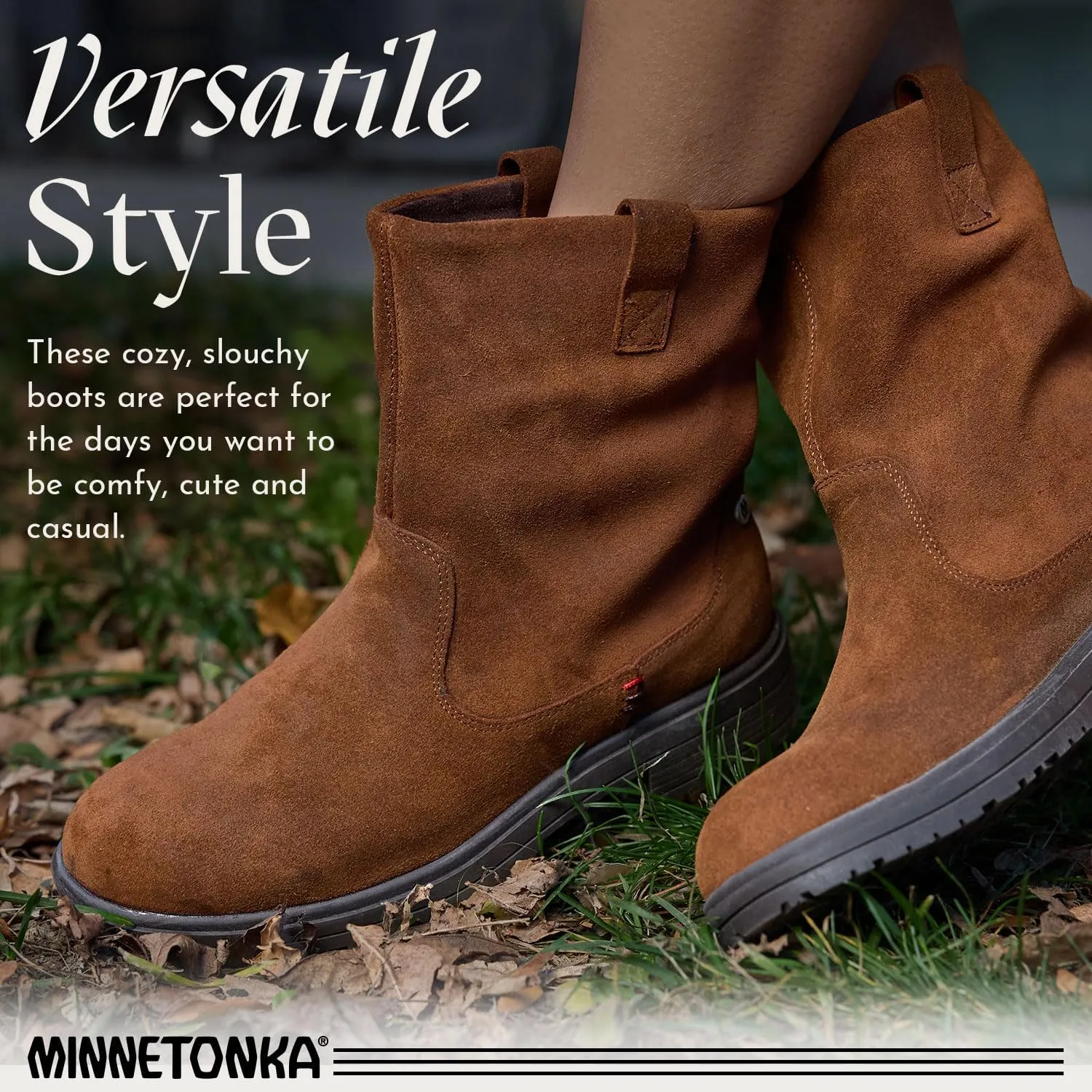 Minnetonka Joli – Ankle Booties for Women with Lug Sole and Cushioned Footbed