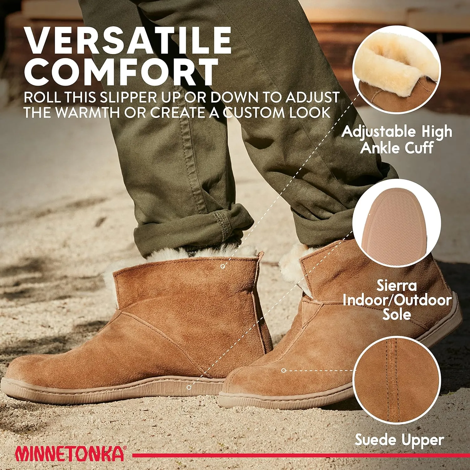Minnetonka Men's Sheepskin Ankle Boot