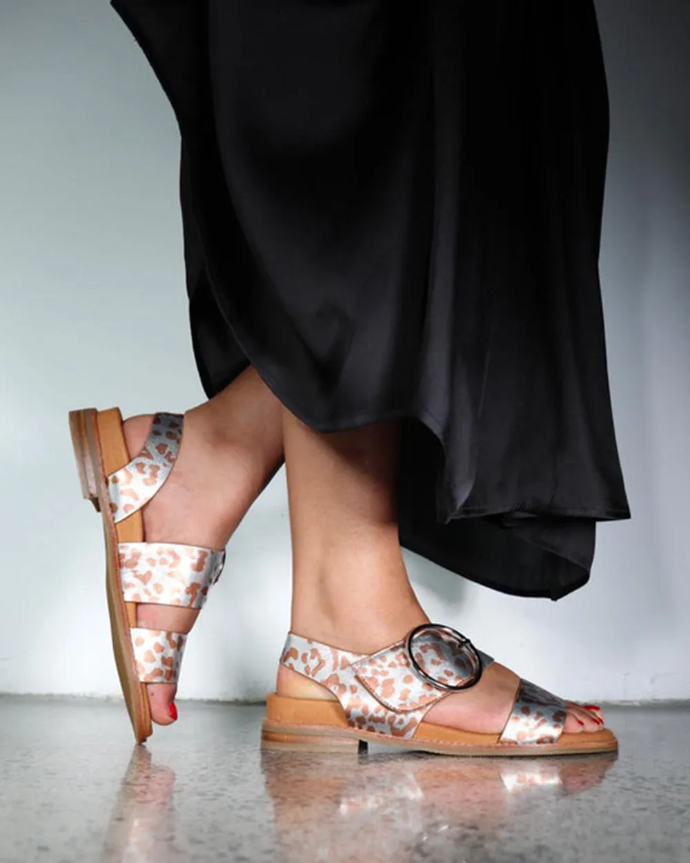 Minx Willa Silver Leopard Wellness Range Sandal