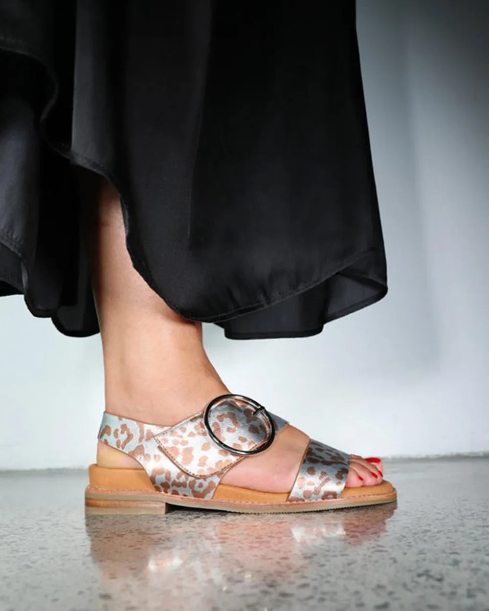 Minx Willa Silver Leopard Wellness Range Sandal