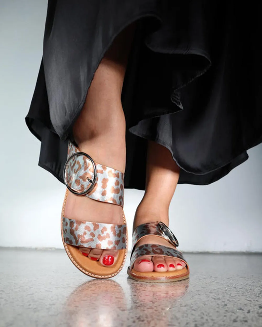 Minx Willa Silver Leopard Wellness Range Sandal
