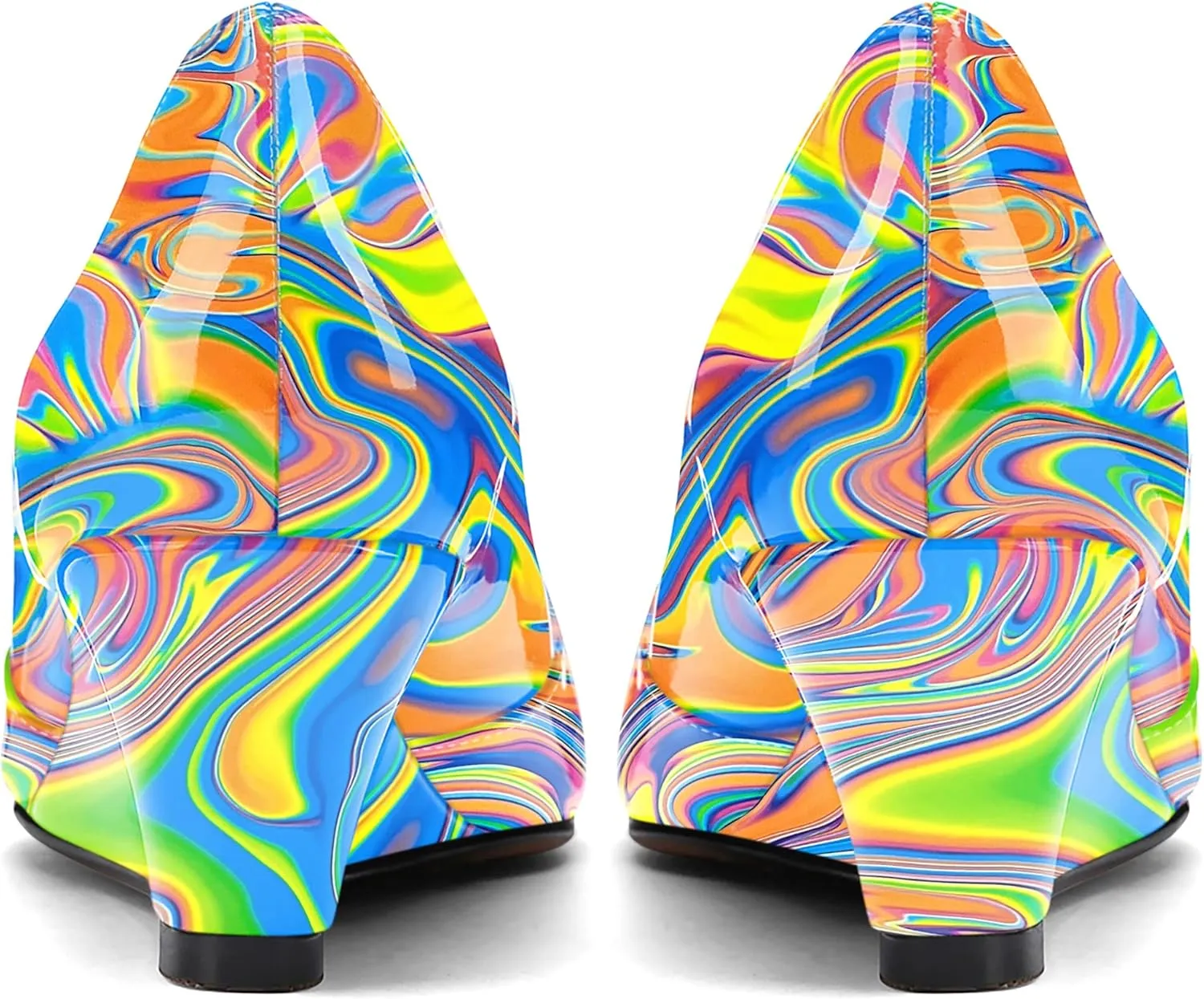 MODENCOCO Women's Patent Casual Slip On Square Toe Office Wedge Low Heel Pumps Shoes 2 Inch