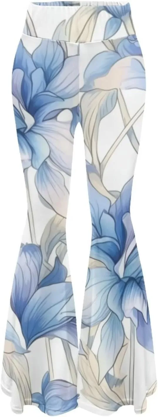Modysero Womens Wide Leg Pants Fashion Graphic Flare Yoga Pants for Dancing Work Regular Slim Fit High Waist Tall Leg