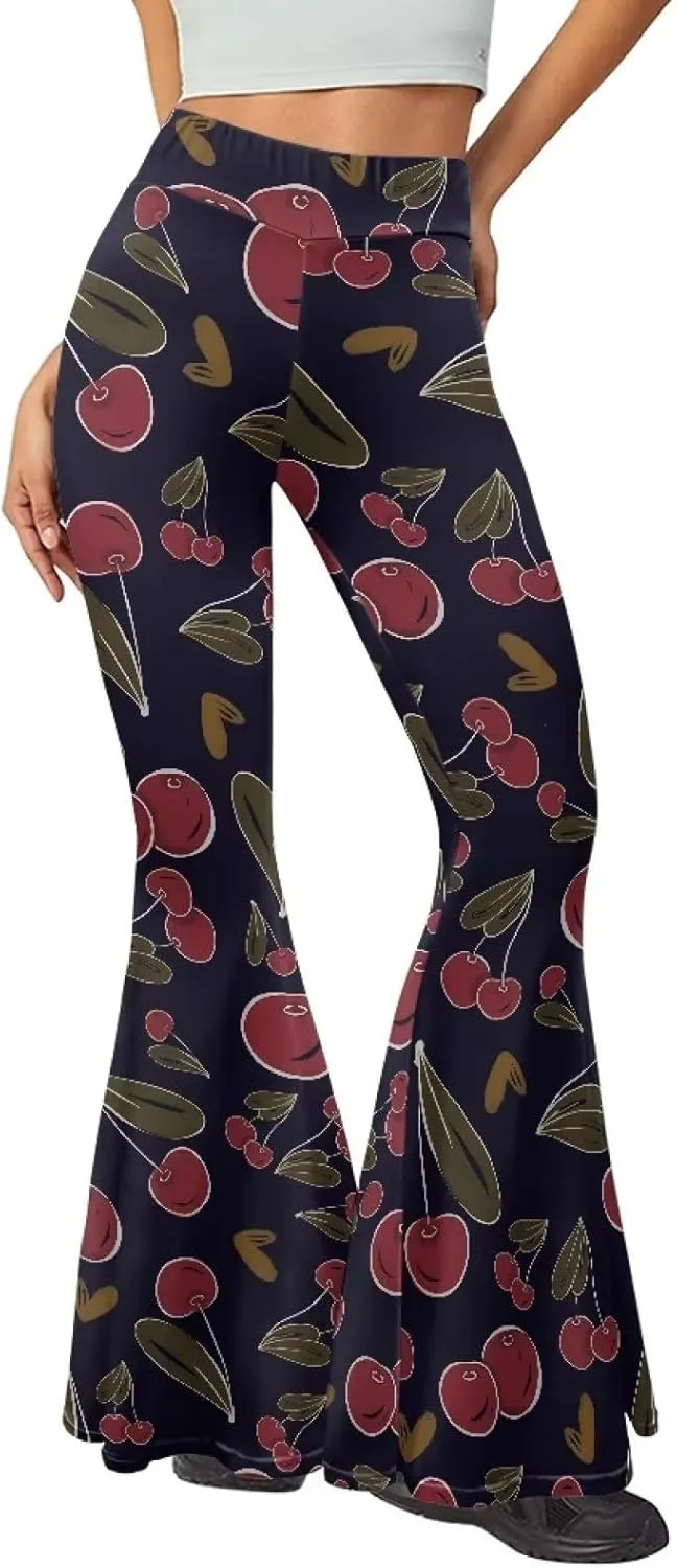 Modysero Womens Wide Leg Pants Fashion Graphic Flare Yoga Pants for Dancing Work Regular Slim Fit High Waist Tall Leg