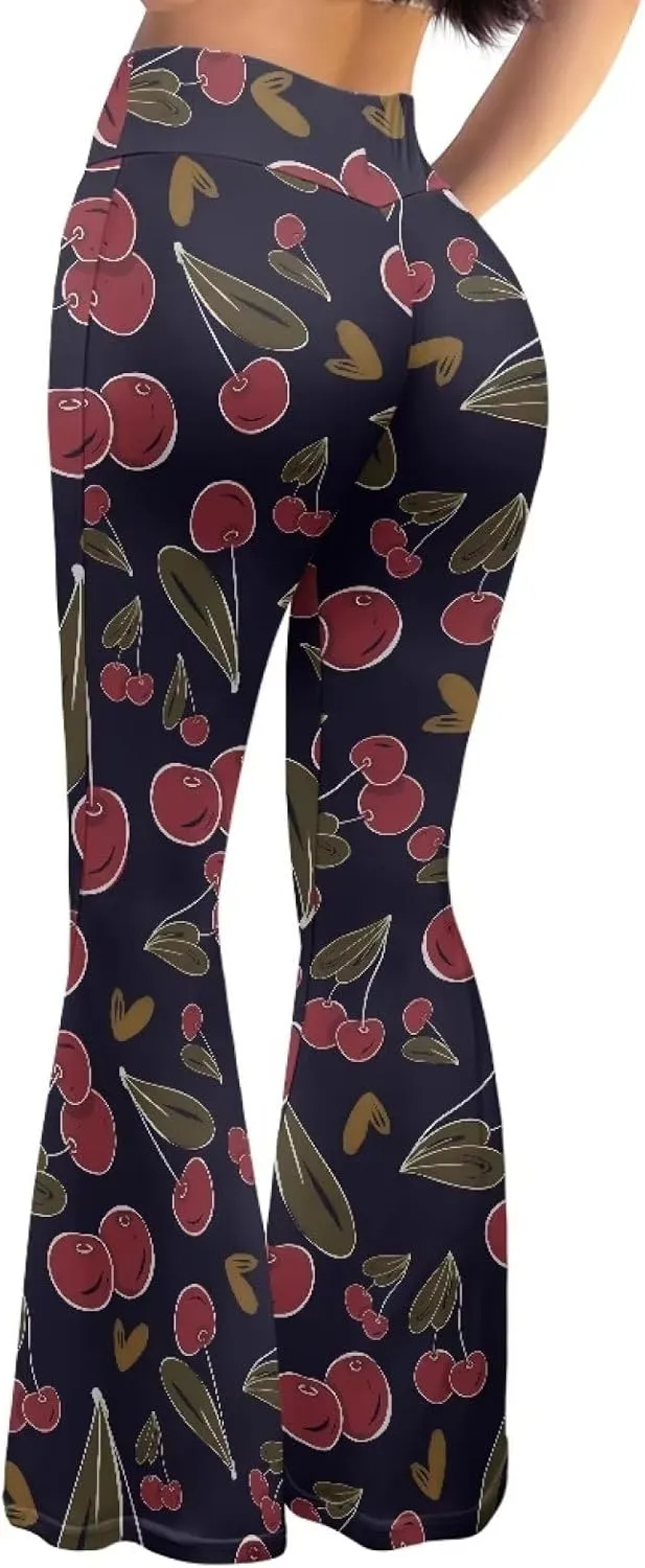 Modysero Womens Wide Leg Pants Fashion Graphic Flare Yoga Pants for Dancing Work Regular Slim Fit High Waist Tall Leg