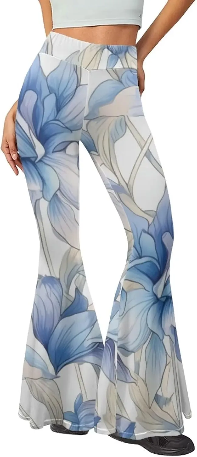 Modysero Womens Wide Leg Pants Fashion Graphic Flare Yoga Pants for Dancing Work Regular Slim Fit High Waist Tall Leg