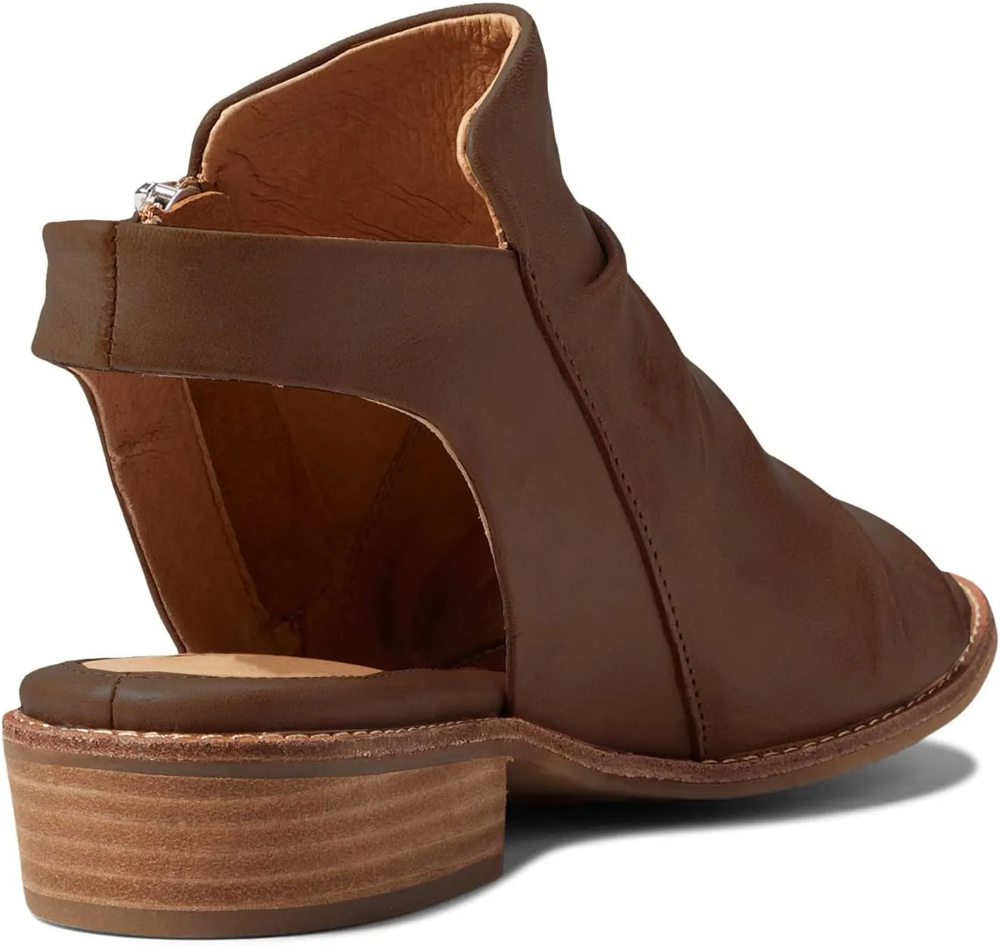 MOOMMO Women Low Block Heel Sandal Booties Peep Toe Side Zipper Sandals Cut Out Backless Chunky Stacked Heel Slingback Ankle Boots Open Toe Pleated Cute Casual Heeled Sandals Dress Party 4-11 M US