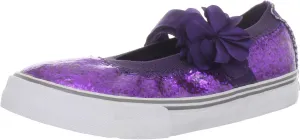 Morgan & Milo Kid's Sparkle Floral Mary Jane Sneaker (Infant/Toddler/Little Kid), Deep Purple, 9.5 M US Toddler