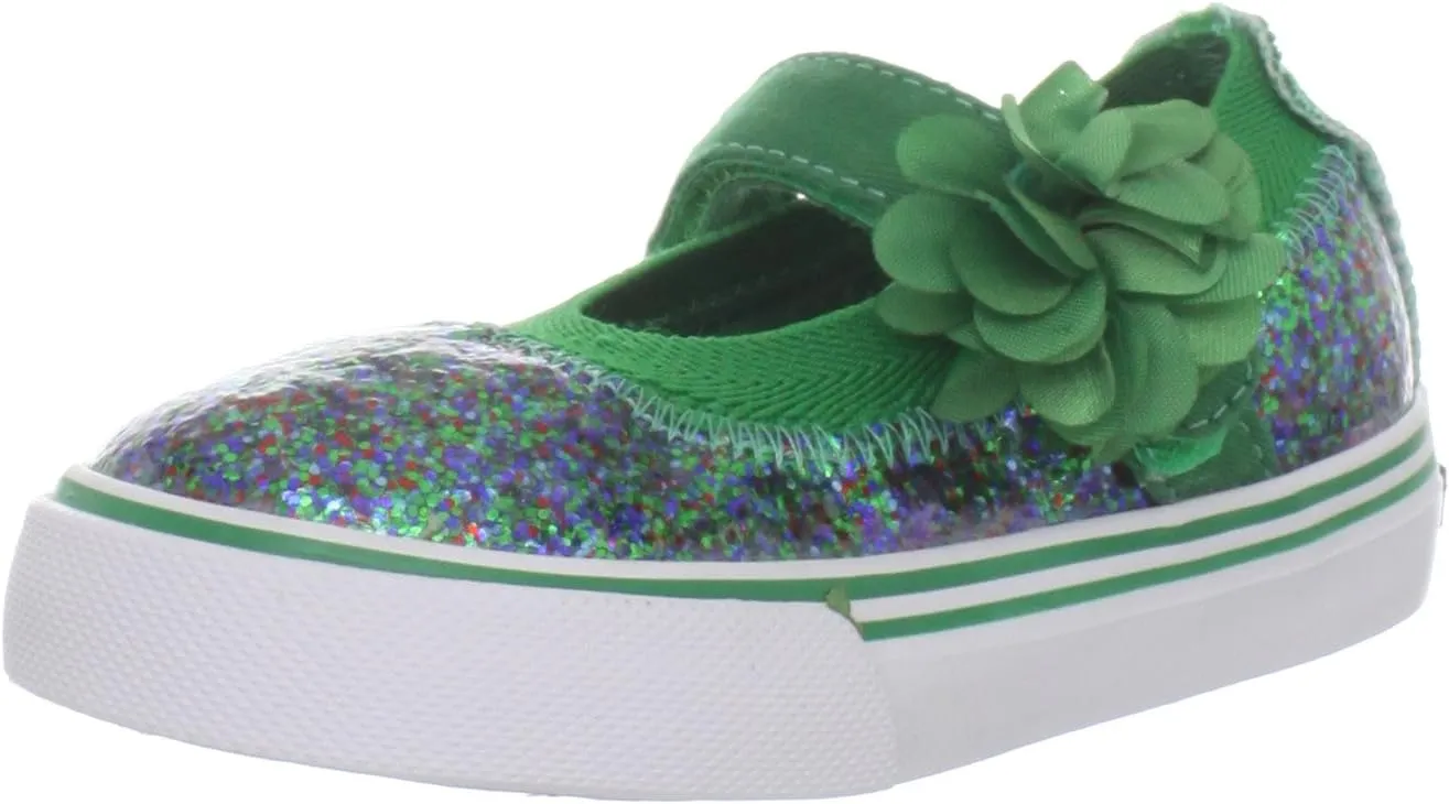 Morgan & Milo Kid's Sparkle Floral Mary Jane Sneaker (Infant/Toddler/Little Kid), Kelly, 10 M US Toddler