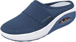 Mules for Women Backless Walking Sneakers Summer Mesh Upper Breathable Slippers Arch Support Orthotic Comfortable Plantar Fasciitis Sandals Platform Wedge Closed Toe Beach Casual Shoes