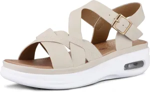 mysoft Women's Walking Sandals Comfortable Air Cushioned Support Ankle Strap Dress Sandals