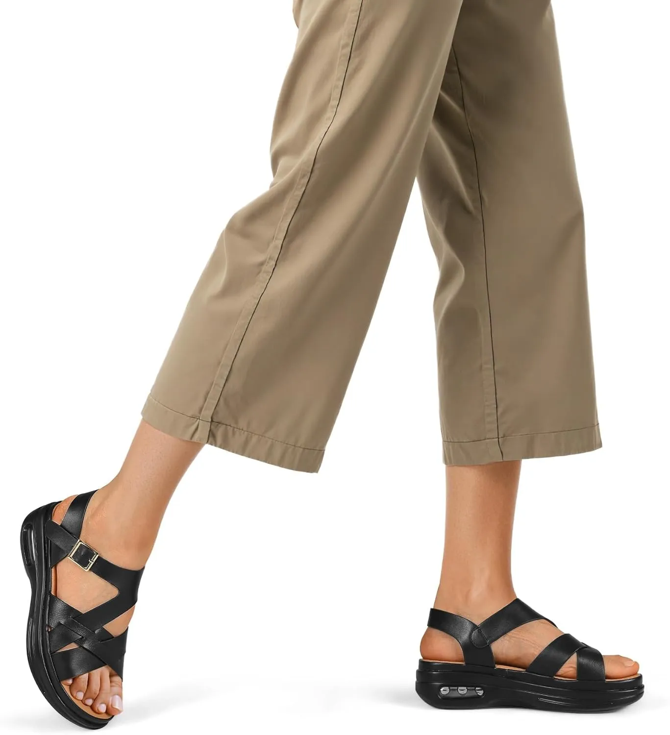 mysoft Women's Walking Sandals Comfortable Air Cushioned Support Ankle Strap Dress Sandals