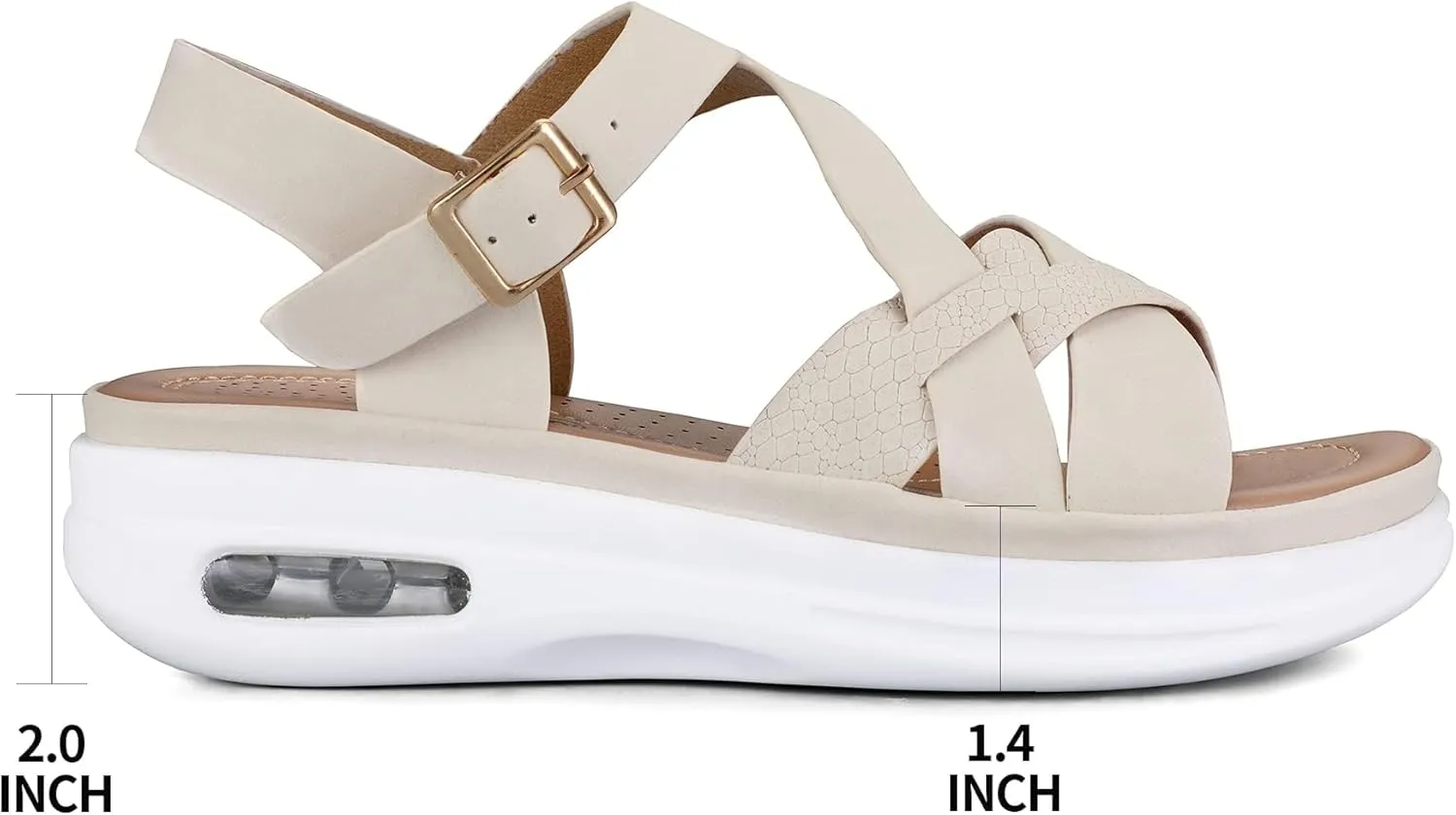 mysoft Women's Walking Sandals Comfortable Air Cushioned Support Ankle Strap Dress Sandals
