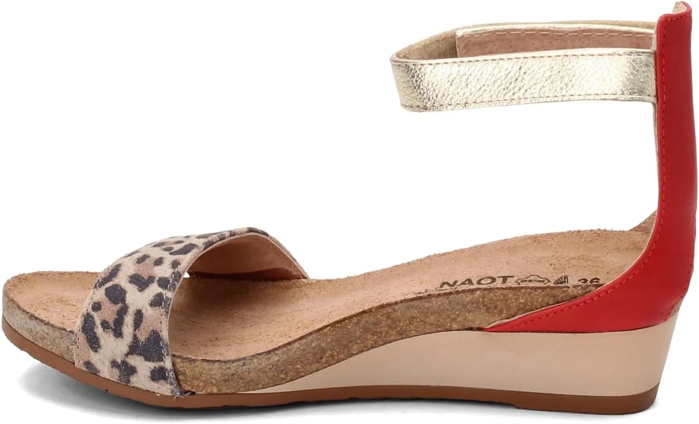 NAOT Footwear Women's Pixie Wedge Sandal with Cork Footbed and Arch Support Footbed - Adjustable Ankle Strap - Comfort and Support - Lightweight and Perfect for Travel - Narrow to Medium Fit