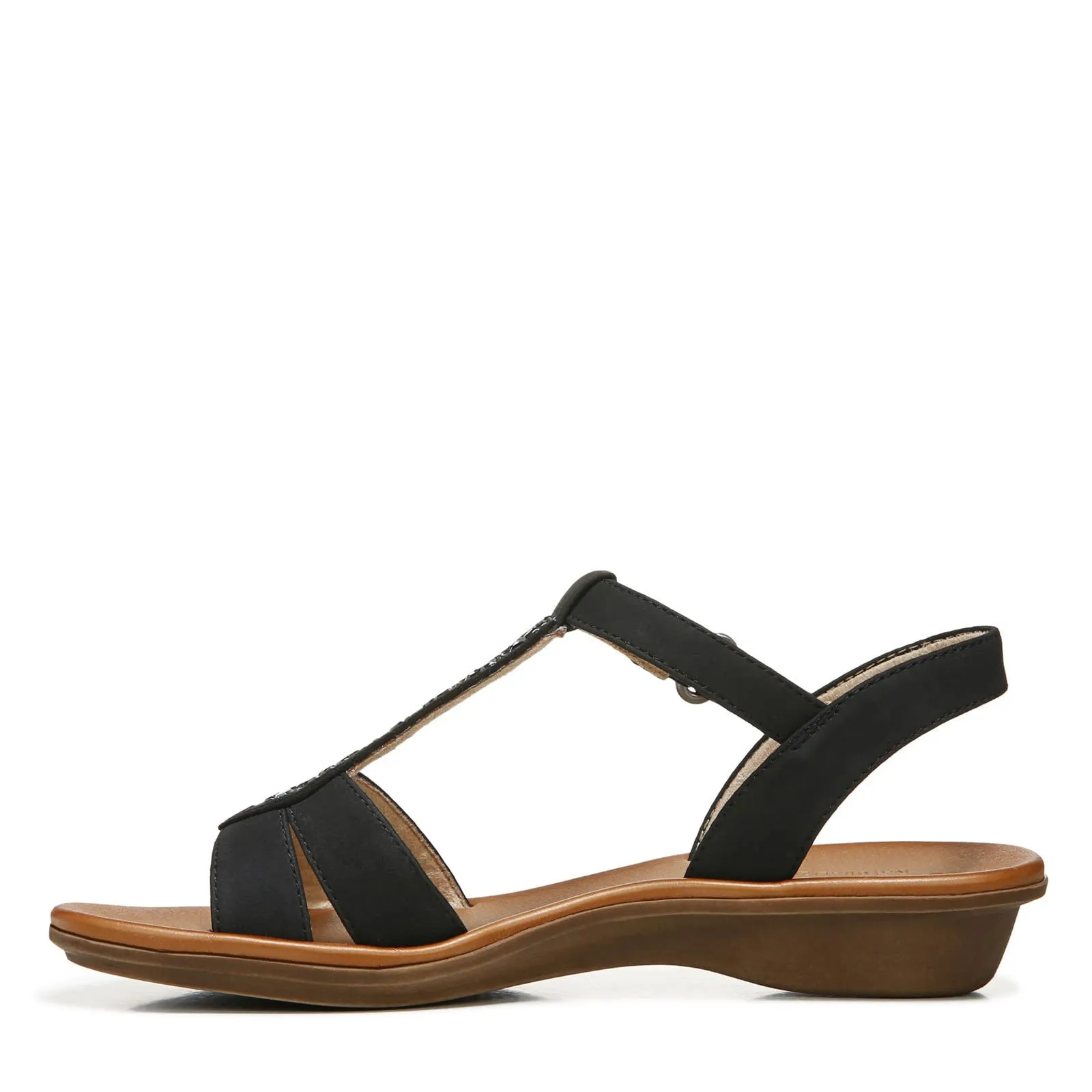Naturalizer SOUL Womens Summer Rhinestone Casual Sandal with Arch Support, Black Rhinestone, 7.5 M