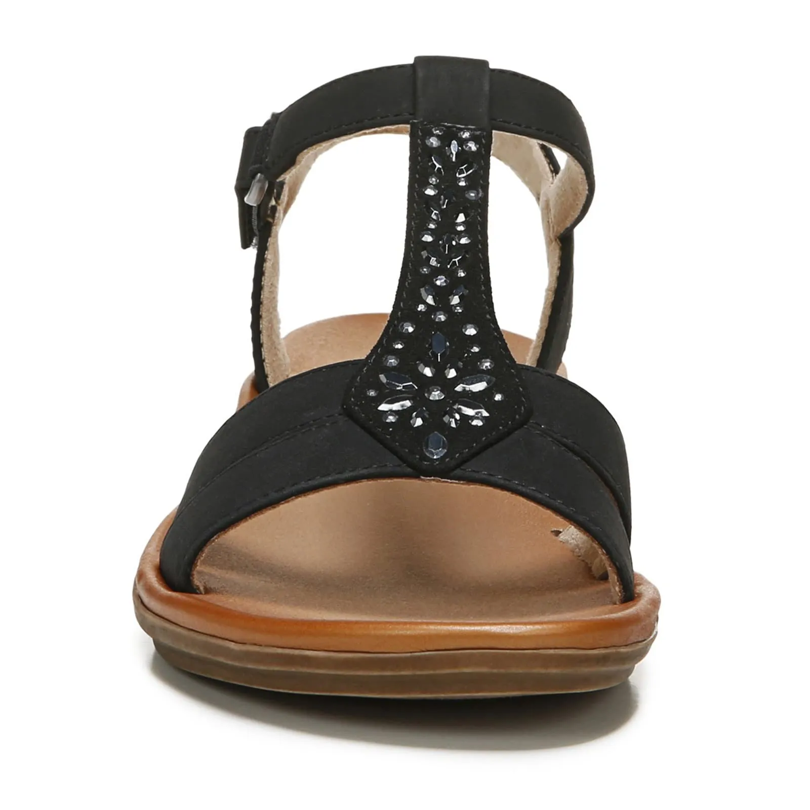 Naturalizer SOUL Womens Summer Rhinestone Casual Sandal with Arch Support, Black Rhinestone, 7.5 M