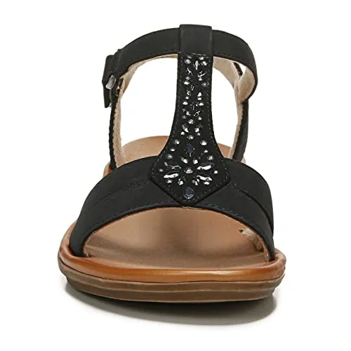 Naturalizer SOUL Womens Summer Rhinestone Casual Sandal with Arch Support, Black Rhinestone, 7.5 M