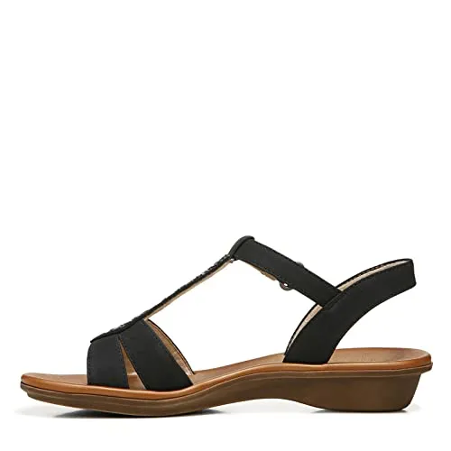 Naturalizer SOUL Womens Summer Rhinestone Casual Sandal with Arch Support, Black Rhinestone, 7.5 M