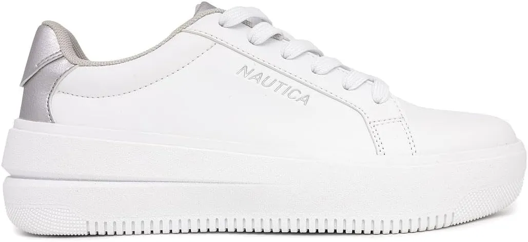 Nautica Women’s Lace-Up Fashion Sneakers – Low-Top Casual Walking & Tennis Shoes with Platform or Regular Heel