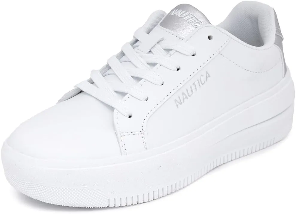 Nautica Women’s Lace-Up Fashion Sneakers – Low-Top Casual Walking & Tennis Shoes with Platform or Regular Heel