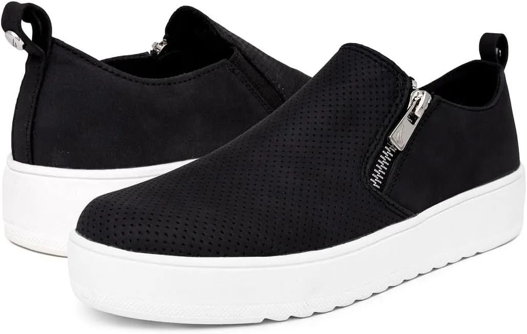 Nautica Women's Zipper Slip-On Oxford Sneakers, Low-Top Fashion Sneakers for Casual Walking