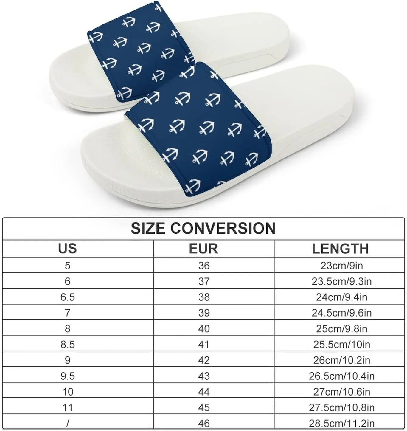 Navy Anchor House Sandals Non-Slip Open Toe Slippers for Massage Shower Spa Bath