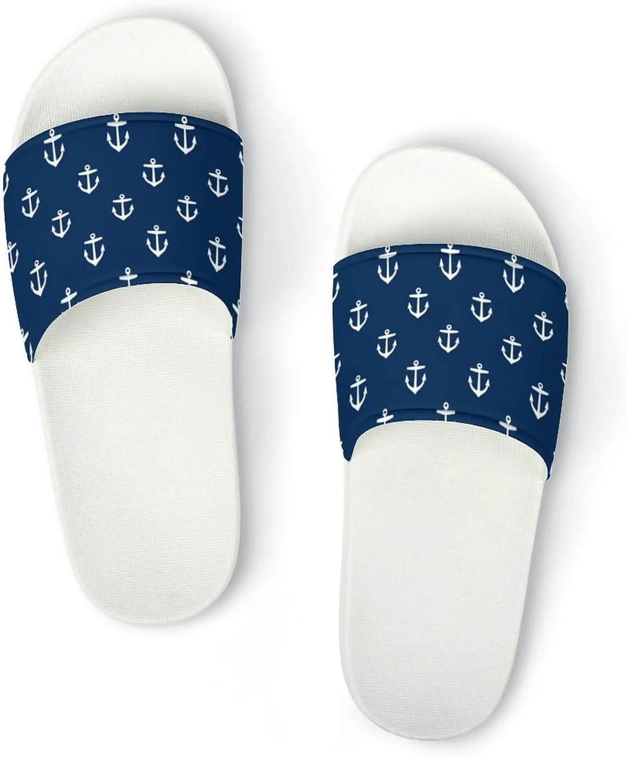 Navy Anchor House Sandals Non-Slip Open Toe Slippers for Massage Shower Spa Bath