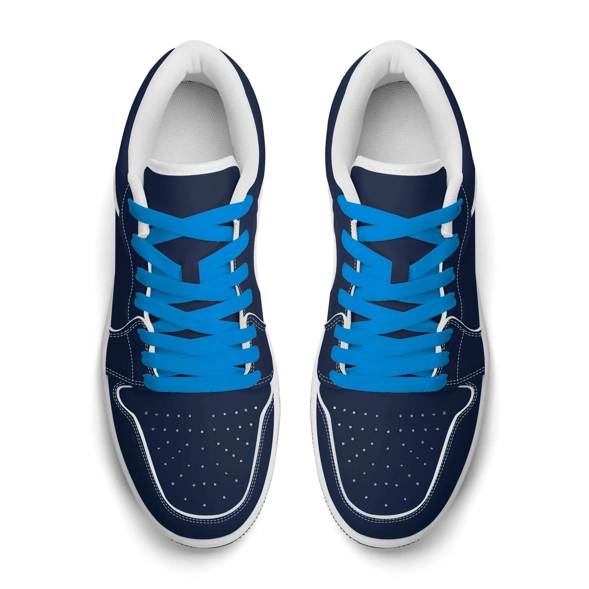 Navy Low Top Leder Sneaker für Herren
