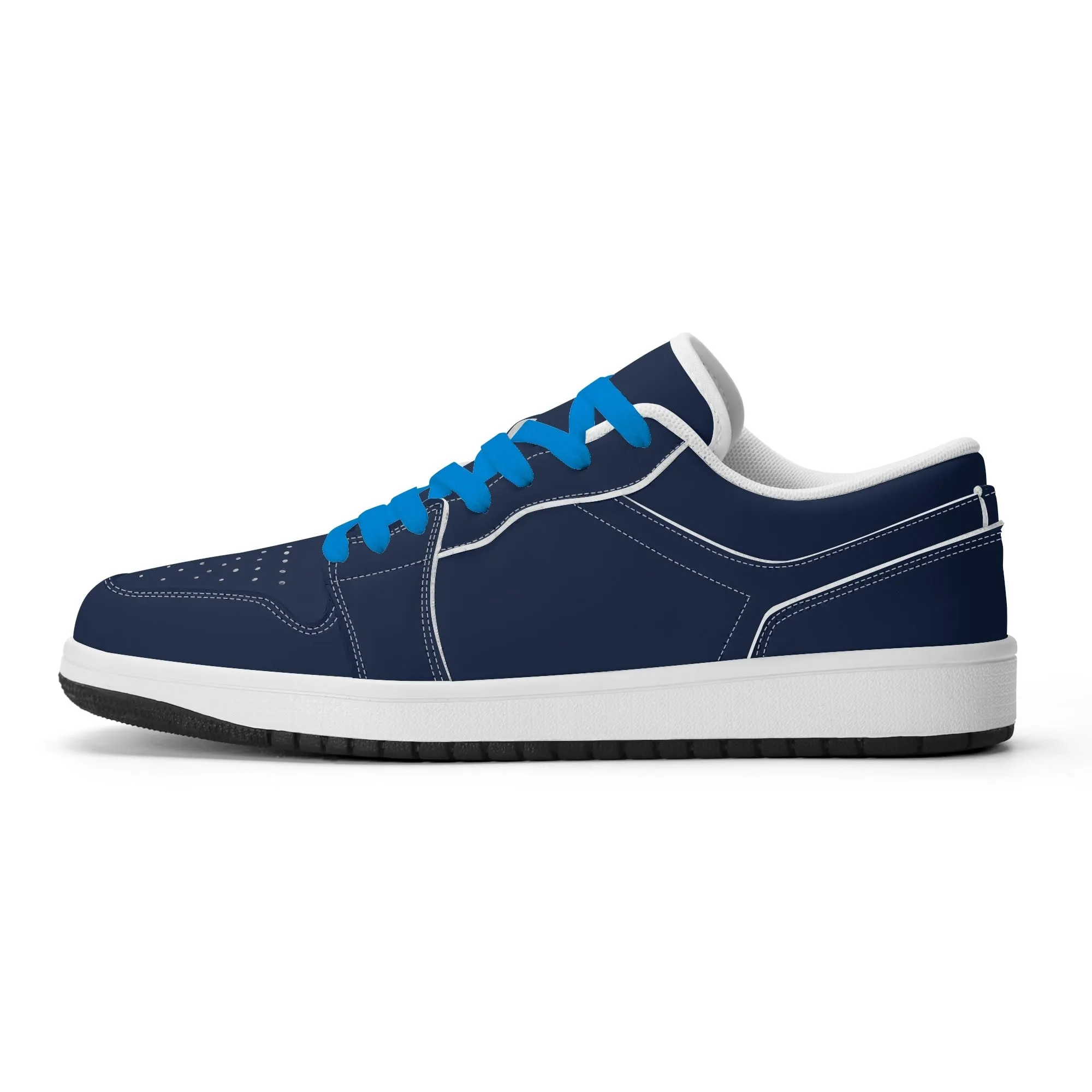Navy Low Top Leder Sneaker für Herren