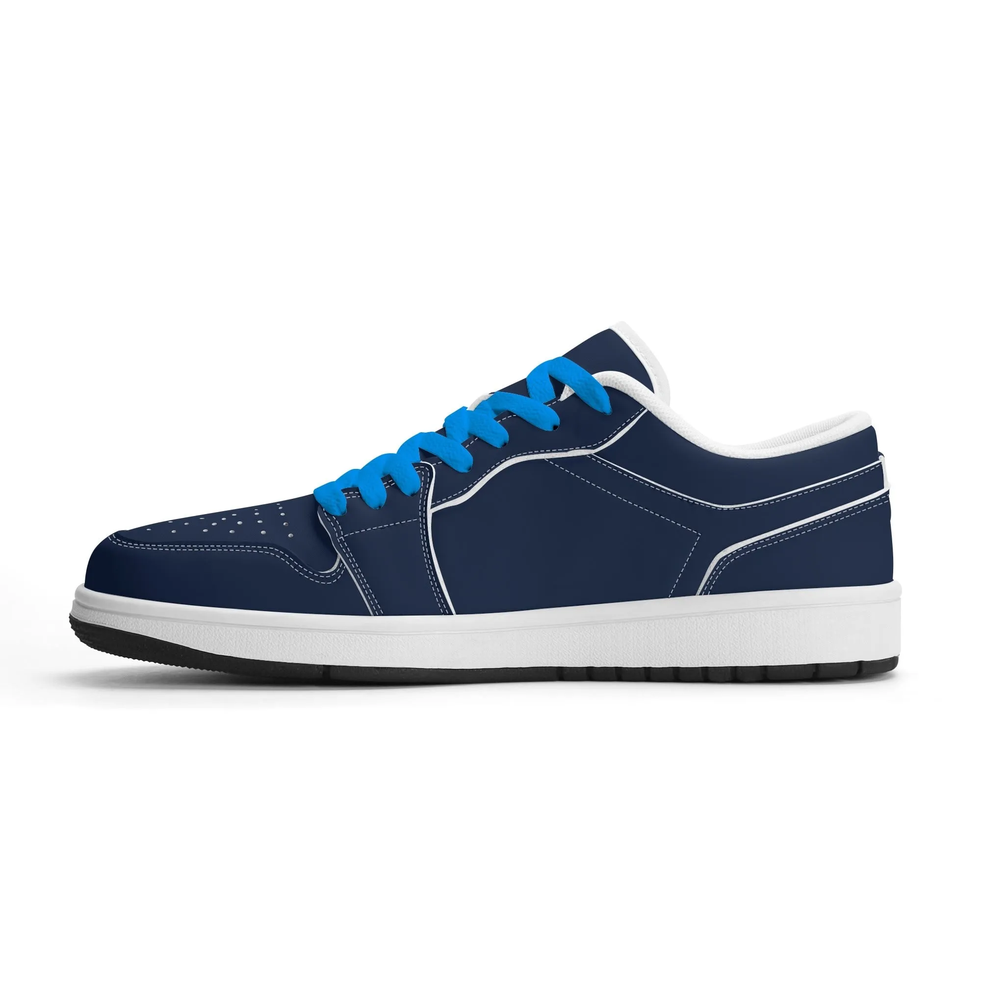 Navy Low Top Leder Sneaker für Herren