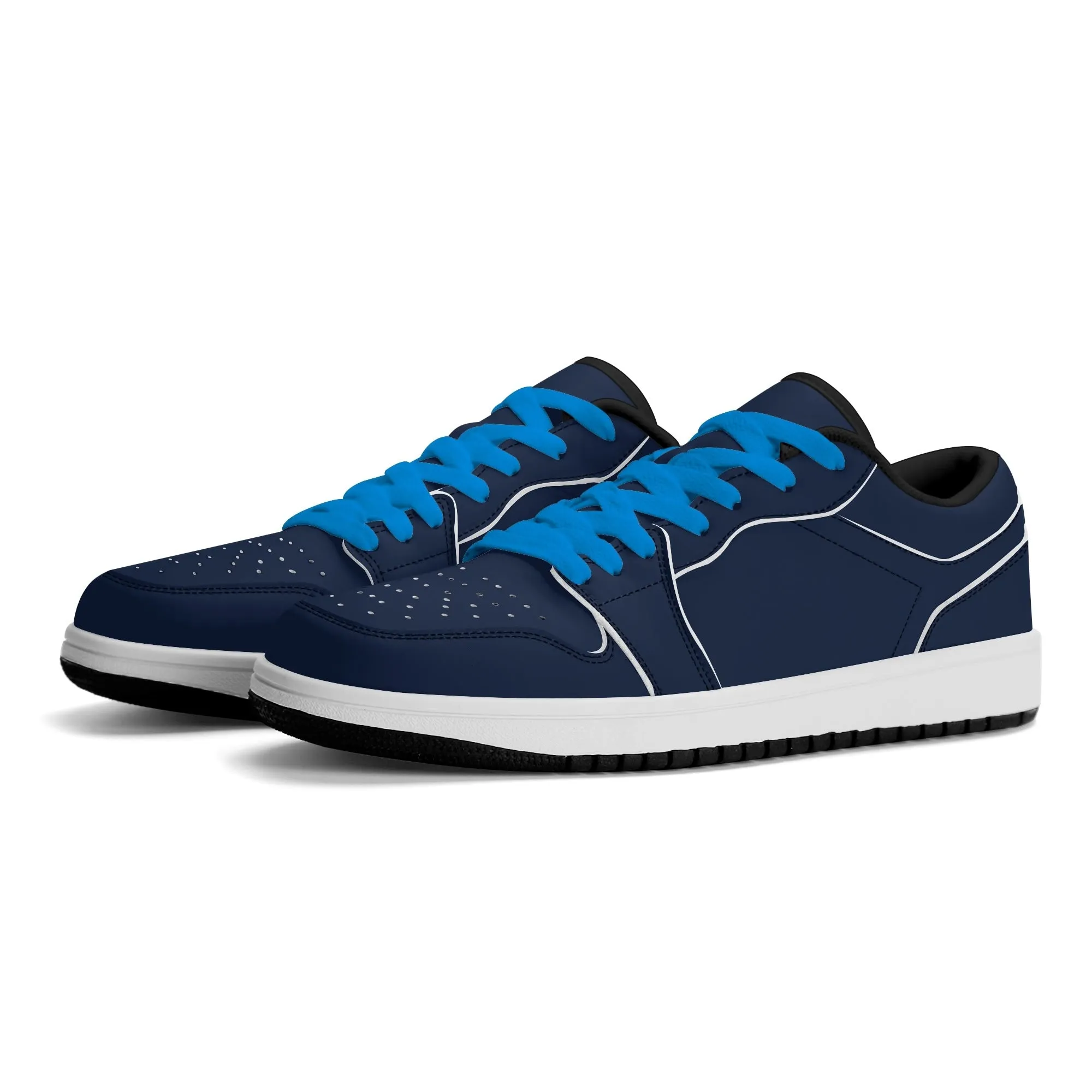 Navy Low Top Leder Sneaker für Herren