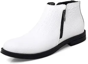 New Chelsea Boots For Men Crocodile Print With Double Zipper Cowhide Leather Slip On Non Slip Anti-slip Waterproof Fashion Pull On