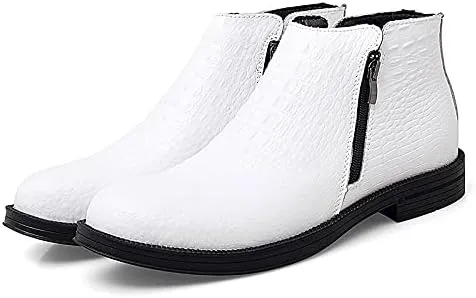 New Chelsea Boots For Men Crocodile Print With Double Zipper Cowhide Leather Slip On Non Slip Anti-slip Waterproof Fashion Pull On