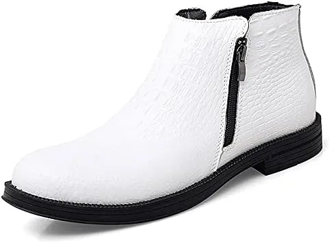 New Chelsea Boots For Men Crocodile Print With Double Zipper Cowhide Leather Slip On Non Slip Anti-slip Waterproof Fashion Pull On