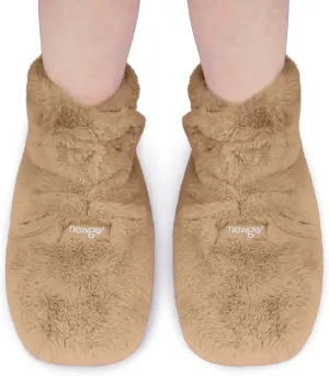 NEWGO Microwaveable Booties Foot Warmers Aching Feet Relief, Heating Pad for Foot Heated Slippers for Cold Feet, Achilles Tendinitis, Plantar Fasciitis, Muscle Soreness, Ankle Pain Relief - Brown