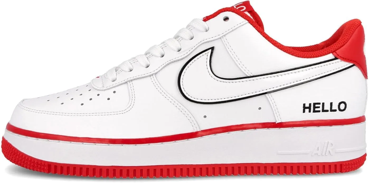 NIKE Air Force 1 '07 Lx Leather Trainers Sneakers Shoes Cz0327 (White/White-Univ Red-Black 100)