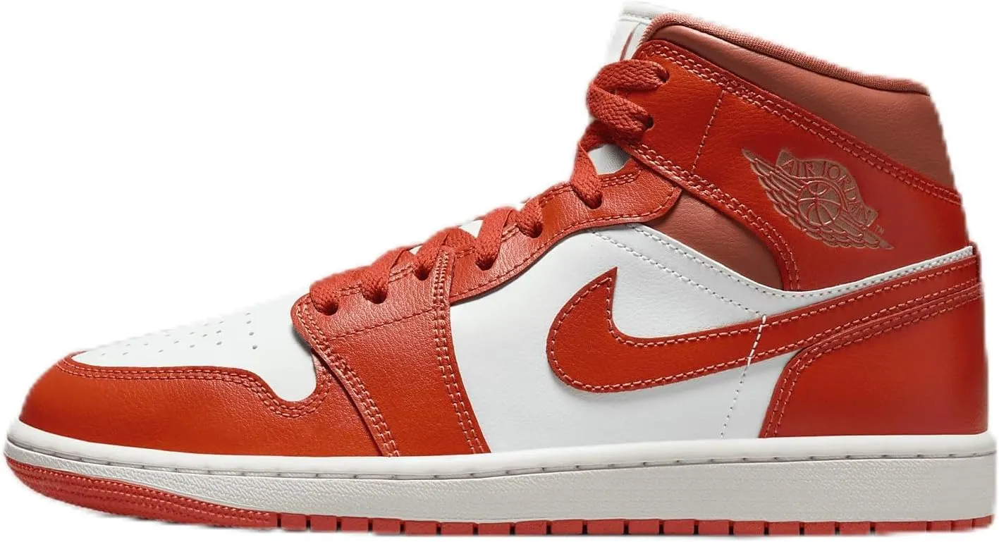 NIKE Air Jordan 1 Mid Women's Shoes (BQ6472-108, Summit White/Amber Brown/Cosmic Clay) Size 5