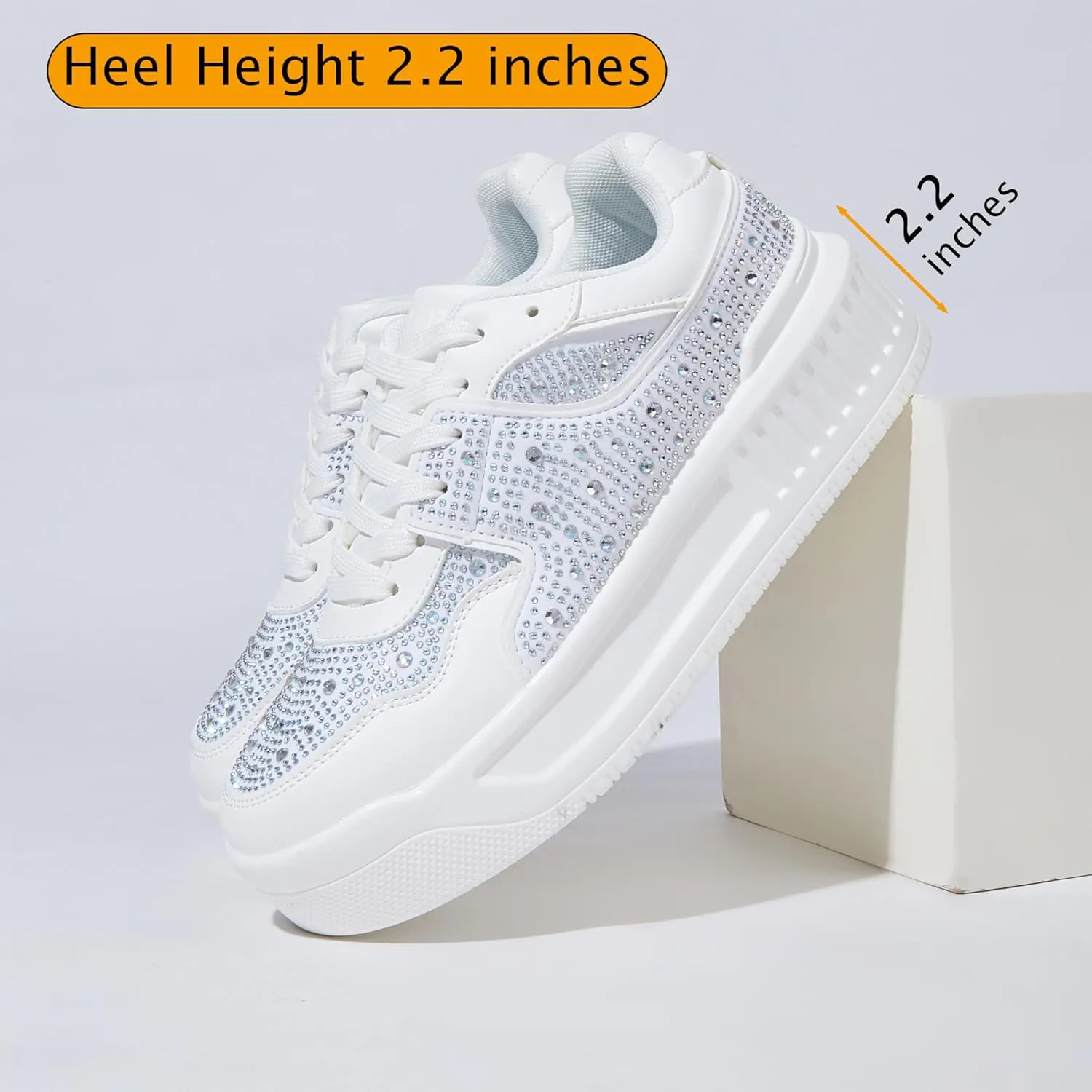 Niluber Women's Platform Sneakers Leather Low Top Tennis Shoes Lace Up Casual Walking Shoes