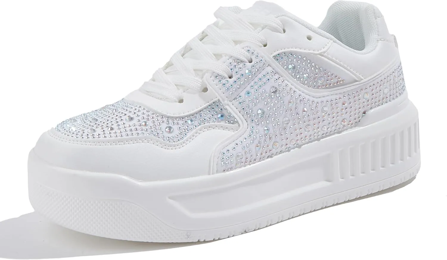 Niluber Women's Platform Sneakers Leather Low Top Tennis Shoes Lace Up Casual Walking Shoes