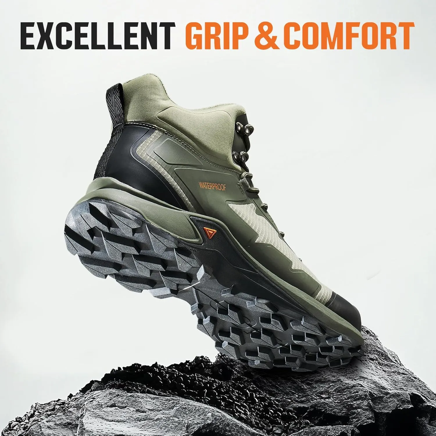 NINGO Men's Hiking Boots Waterproof Hiking Shoes Trail Shoes Lightweight Trekking Boots Comfortable Breathable Outdoor Boot Mid Ankle Boot for Camping, Backpacking, Mountain Trails