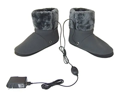 ObboMed MF-2305L Far Infrared Carbon Fiber Heated Foot Warmer/Boots/Slipper, USB 5V 10W – Auto Off, Size L: #45.5 (fits Foot up to 45.5)