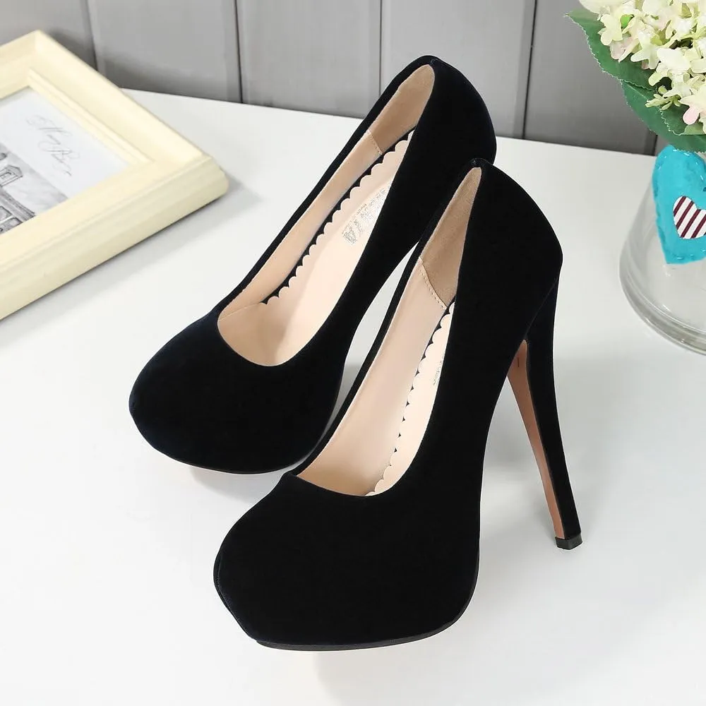 OCHENTA Women's Platform Slip On High Heels Dress Pumps