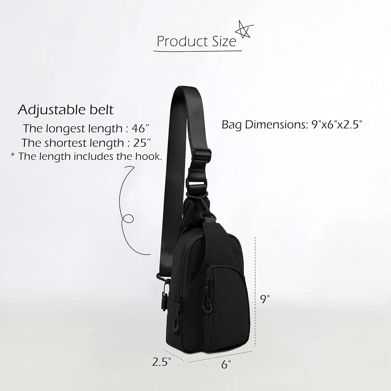ODODOS Daily Sling Bag with Adjustable Straps Crossbody Chest Bag Lightweight Small Backpack for Casual Traveling Hiking