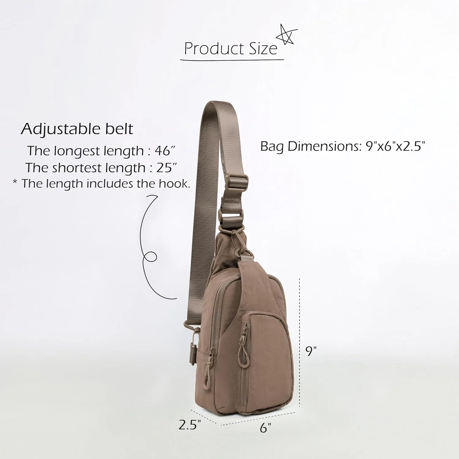 ODODOS Daily Sling Bag with Adjustable Straps Crossbody Chest Bag Lightweight Small Backpack for Casual Traveling Hiking