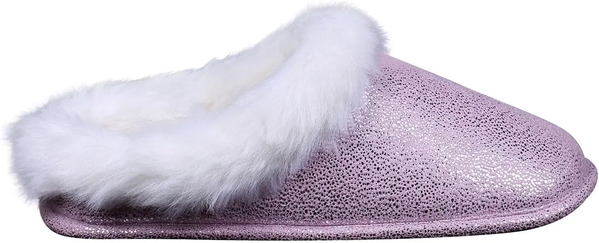 ofoot Womens Winter Warm Moccasin Suede Faux Fur House Slippers MulesThick Memory Foam Furry House Shoes Indoor Outdoor Non-Slip Rubber Bottoms