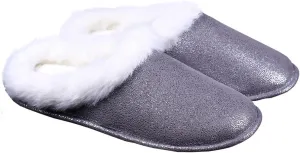 ofoot Womens Winter Warm Moccasin Suede Faux Fur House Slippers MulesThick Memory Foam Furry House Shoes Indoor Outdoor Non-Slip Rubber Bottoms