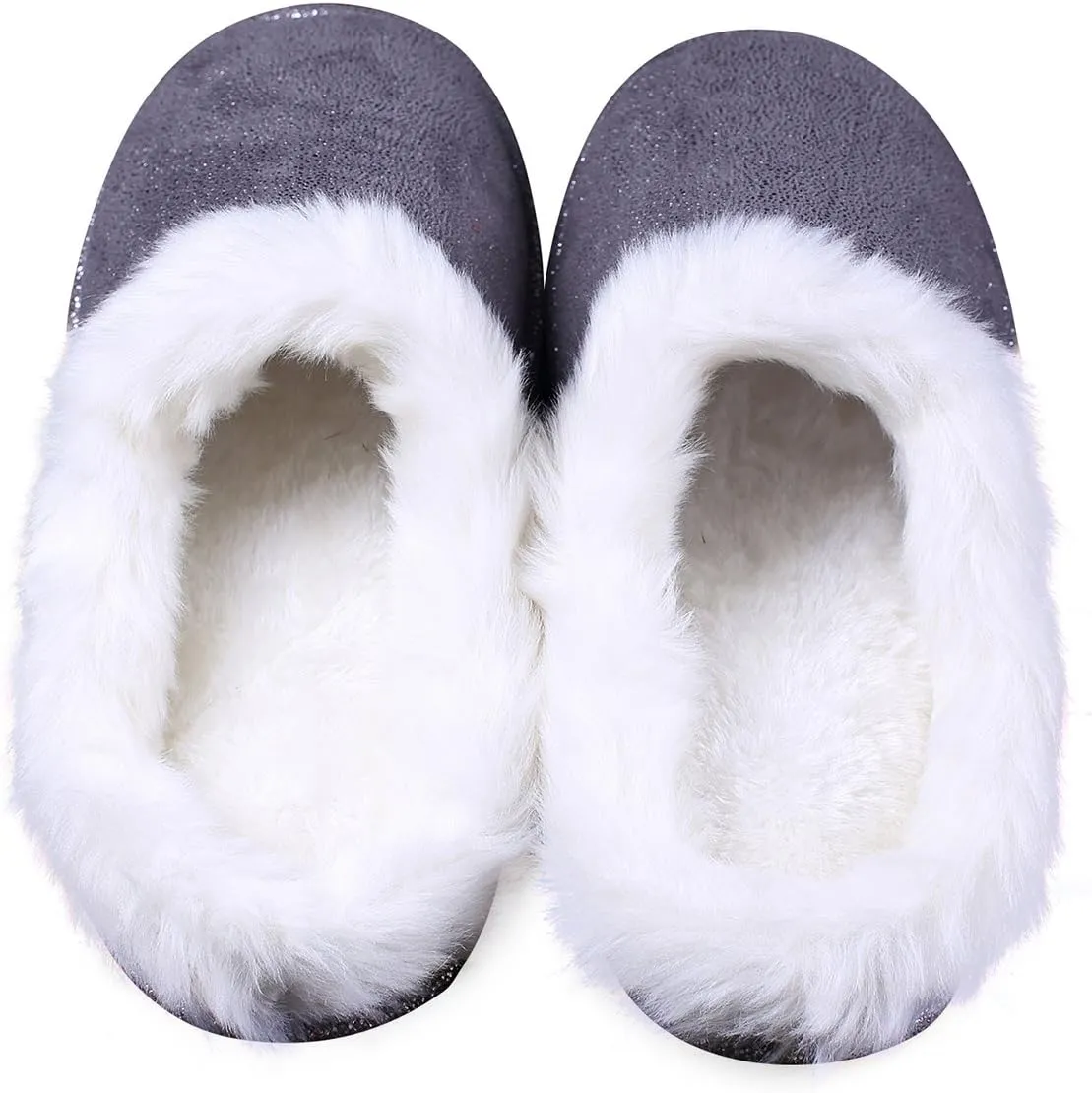 ofoot Womens Winter Warm Moccasin Suede Faux Fur House Slippers MulesThick Memory Foam Furry House Shoes Indoor Outdoor Non-Slip Rubber Bottoms